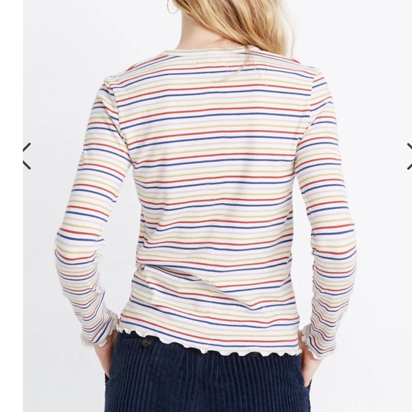 Madewell Long-Sleeve Baby Tee in Shimmer Stripe size Large - Picture 2 of 11